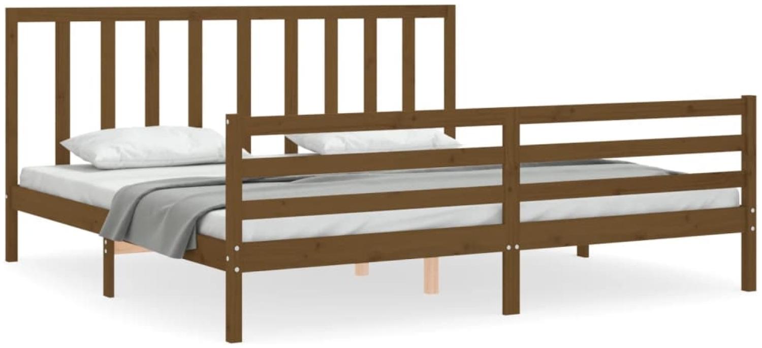 vidaXL Massivholzbett mit Kopfteil Honigbraun 200x200 cm 3193814 Bild 1