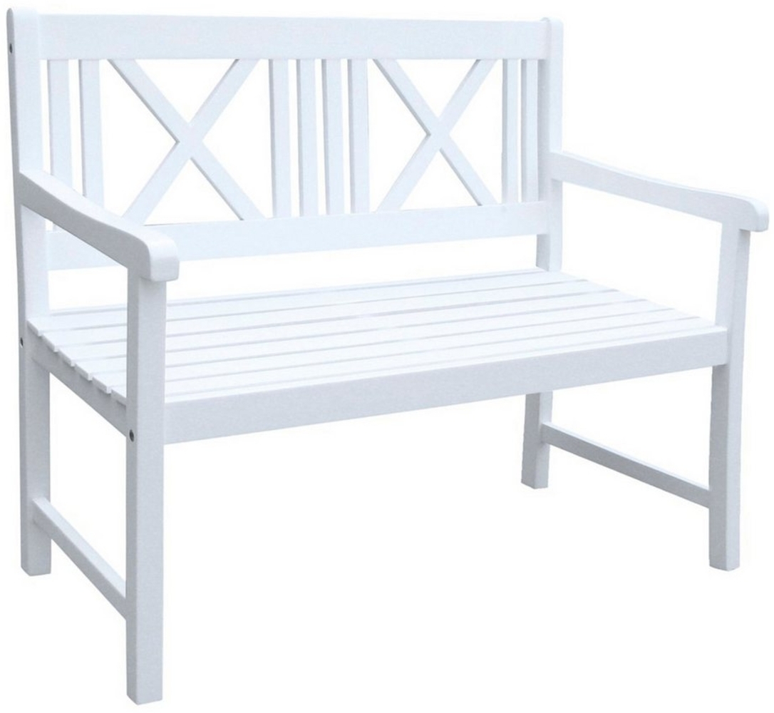 Home4Living Gartenbank Holzbank 2-Sitzer white washed Eukalyptus Sitzbank Bank Bild 1