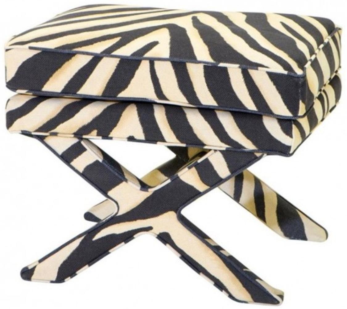 Casa Padrino Luxus Sitz Hocker Zebra 62 x 46 x H. 50 cm - Luxus Hocker Bild 1