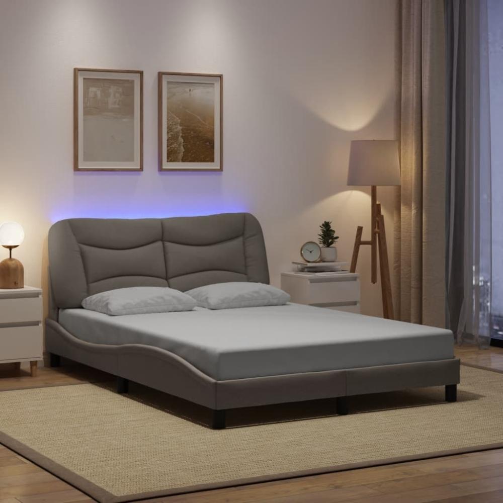 vidaXL Bettgestell mit LED Taupe 140x200 cm Stoff 3213708 Bild 1