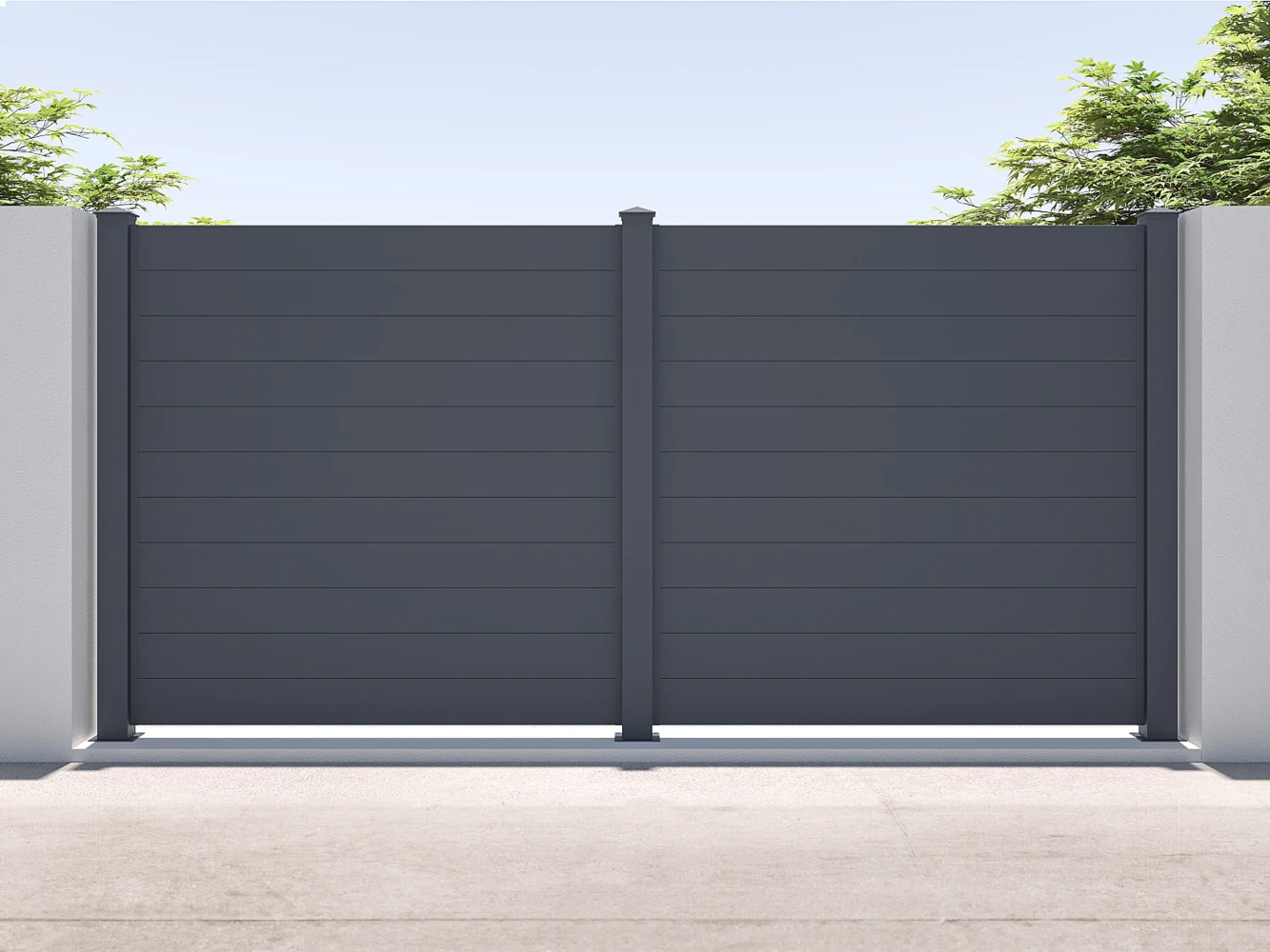 Vente-unique - Stellzaun - H182 x B188,6 - Aluminium - Anthrazit - NAZARIO Bild 1