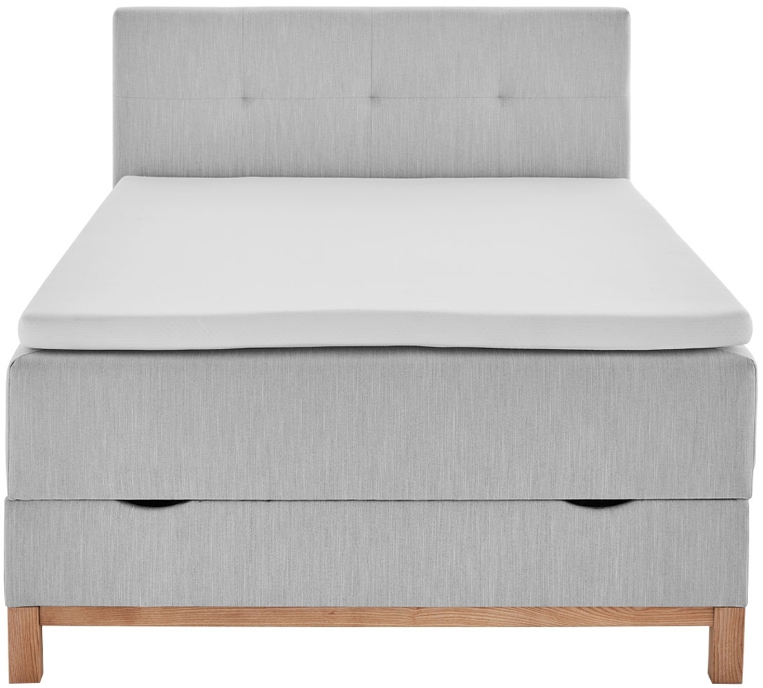 Boxspringbett Calais / Catania, Webstoff, Grau, 122 x 116 x 209 cm Bild 1