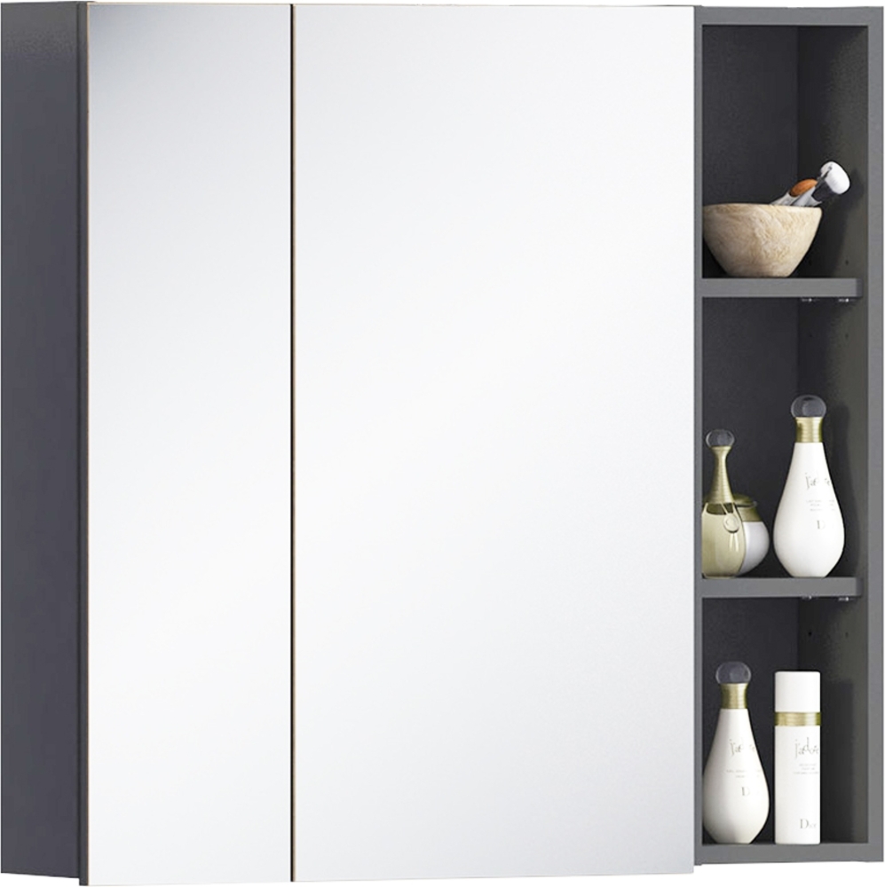 Bad Spiegelschrank 80 cm breit mit Regal MODENA-56 in anthrazit, B/H/T: ca. 80/75/16 cm Bild 1