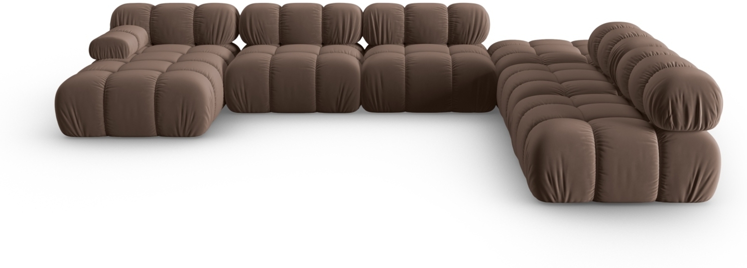 Micadoni Modulares Panorama Ecksofa Bellis 7-Sitzer Rechts Samt Bluvel Dunkelbraun Bild 1