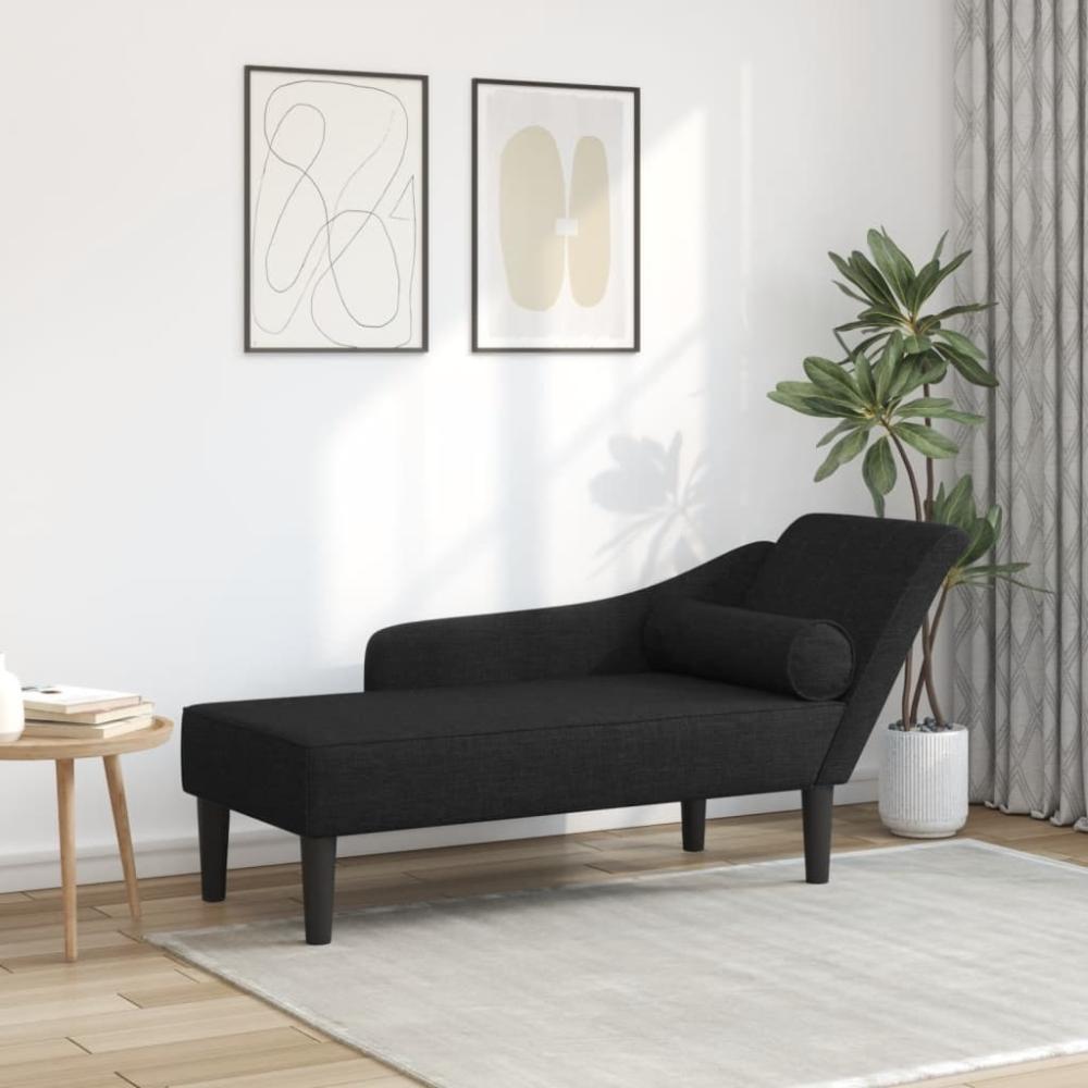 vidaXL Chaiselongue mit Kissen Schwarz Stoff Bild 1