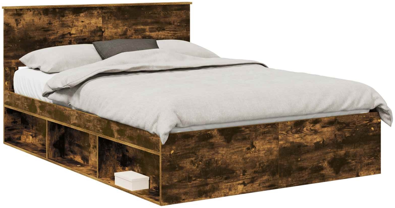 vidaXL Bettrahmen Geräucherte Eiche 150x200 cm Holzwerkstoff 3407863 Bild 1