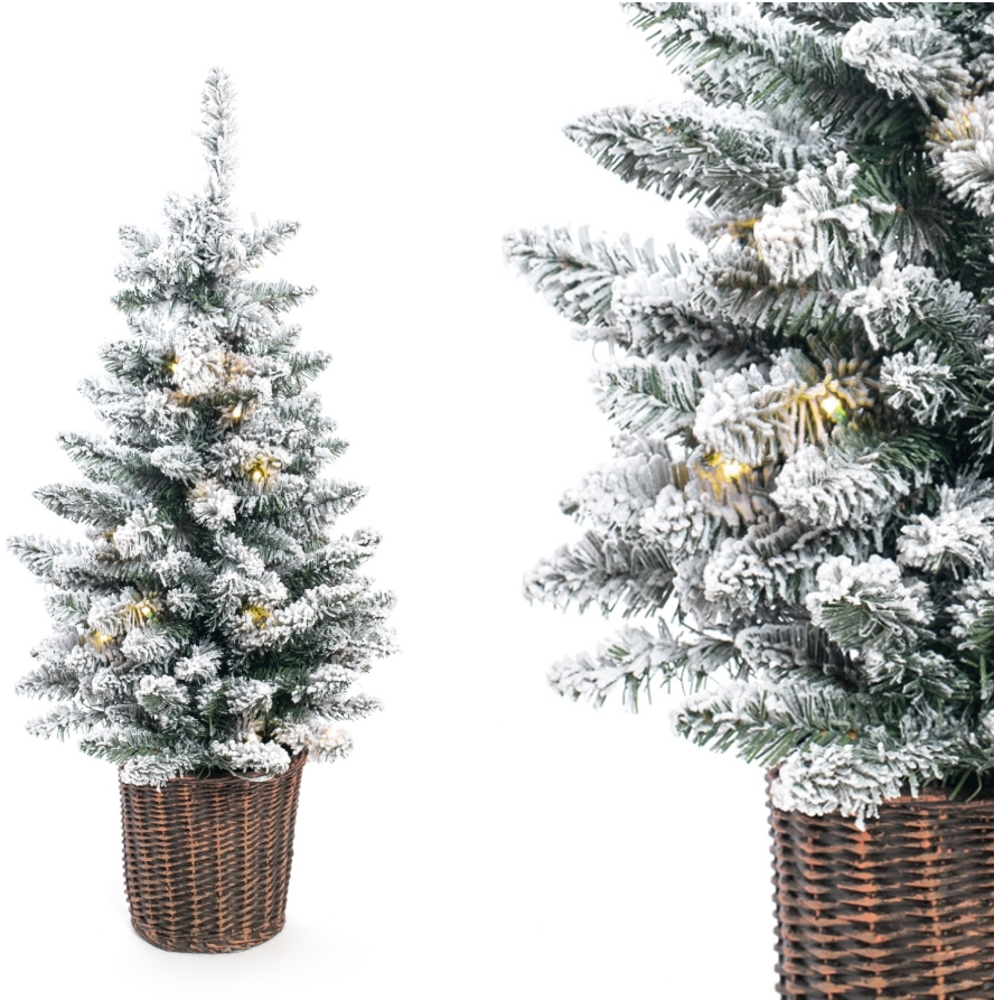 Evergreen Künstlicher Weihnachtsbaum | inkl. Kunstschnee und LEDs | Grün | 90 cm Bild 1