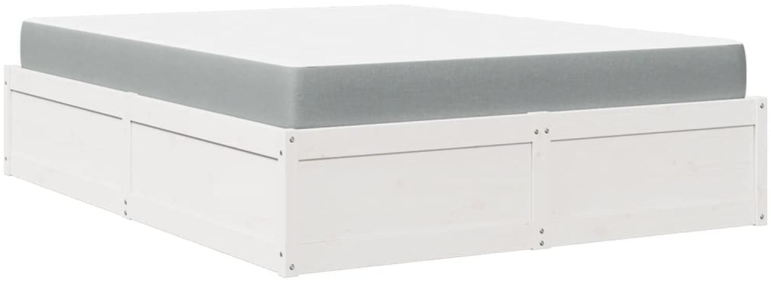 vidaXL Bett mit Matratze Weiß 140x200 cm Massivholz Kiefer 3281935 Bild 1