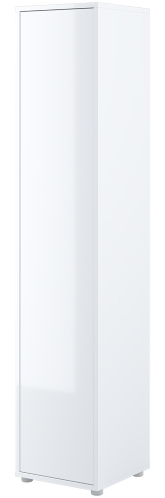 MEBLINI Schrank für Schrankbett Bed Concept - Hochschrank mit Regalen - BC-21 - Weiß Hochglanz/Weiß Bild 1