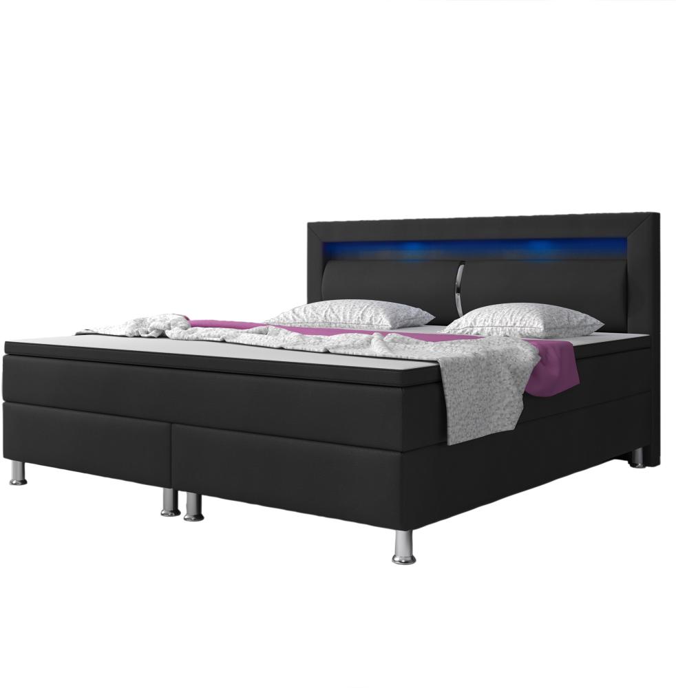 Boxspringbett Milano 180x200 cm Kunstleder Schwarz Bild 1