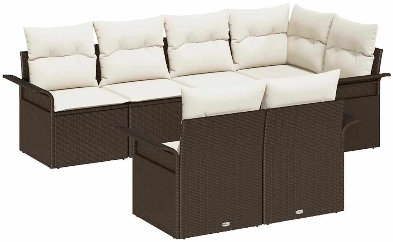 vidaXL Gartensofa-set mit Kissen 7 pcs Braun Poly-Rattan 3345398 Bild 1