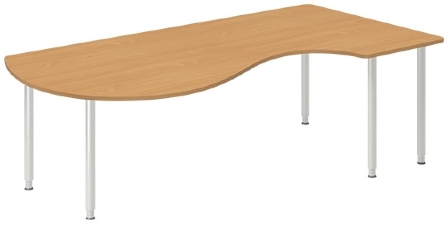 Schreibtisch DNA Buche 2365x1200 mm Rechts I-Füße/Weiß Bild 1