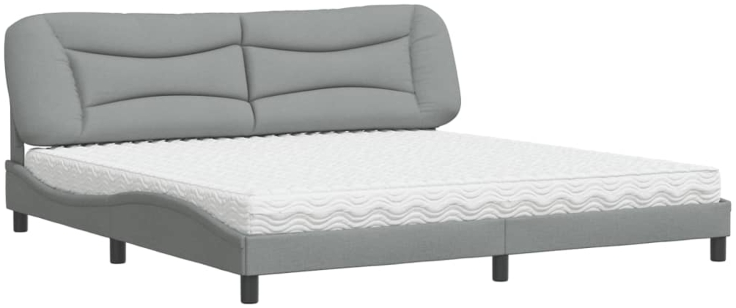 vidaXL Bett mit Matratze "Hvar" Hellgrau 200x200 cm Stoff 3208555 Bild 1