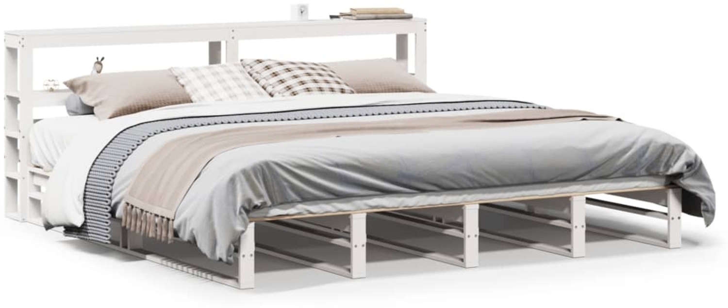 vidaXL Massivholzbett ohne Matratze Weiß 180x200 cm Kiefernholz 3306505 Bild 1