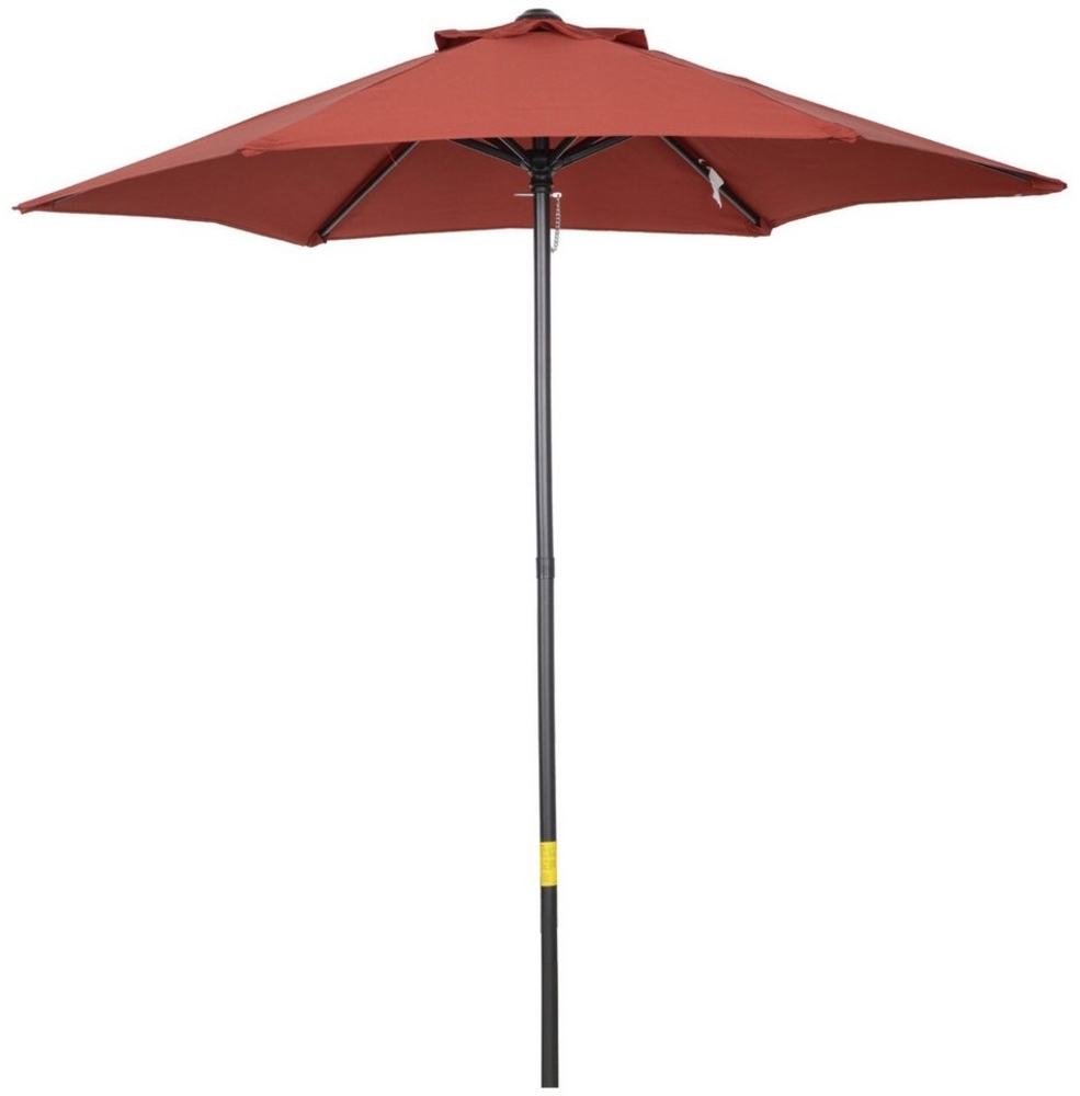 Outsunny Sonnenschirm sechseckig, windfest, stabil, LxB: 196x196 cm, Balkonschirm, Strandschirm, für Strand Balkon Terrasse Garten, Weinrot Bild 1