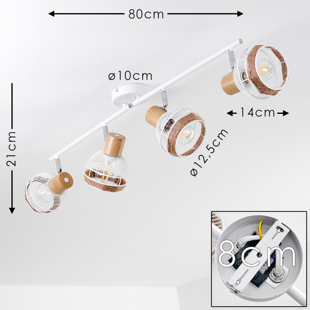 hofstein Deckenleuchte »Nalles« verstellbare Deckenlampe, Metall/Holz/Hanfseil, Weiß/chrom, ohne Leuchtmittel, Lampenschirme dreh-/schwenkbar, 4xE27, Gitter-Optik, Natur Bild 1