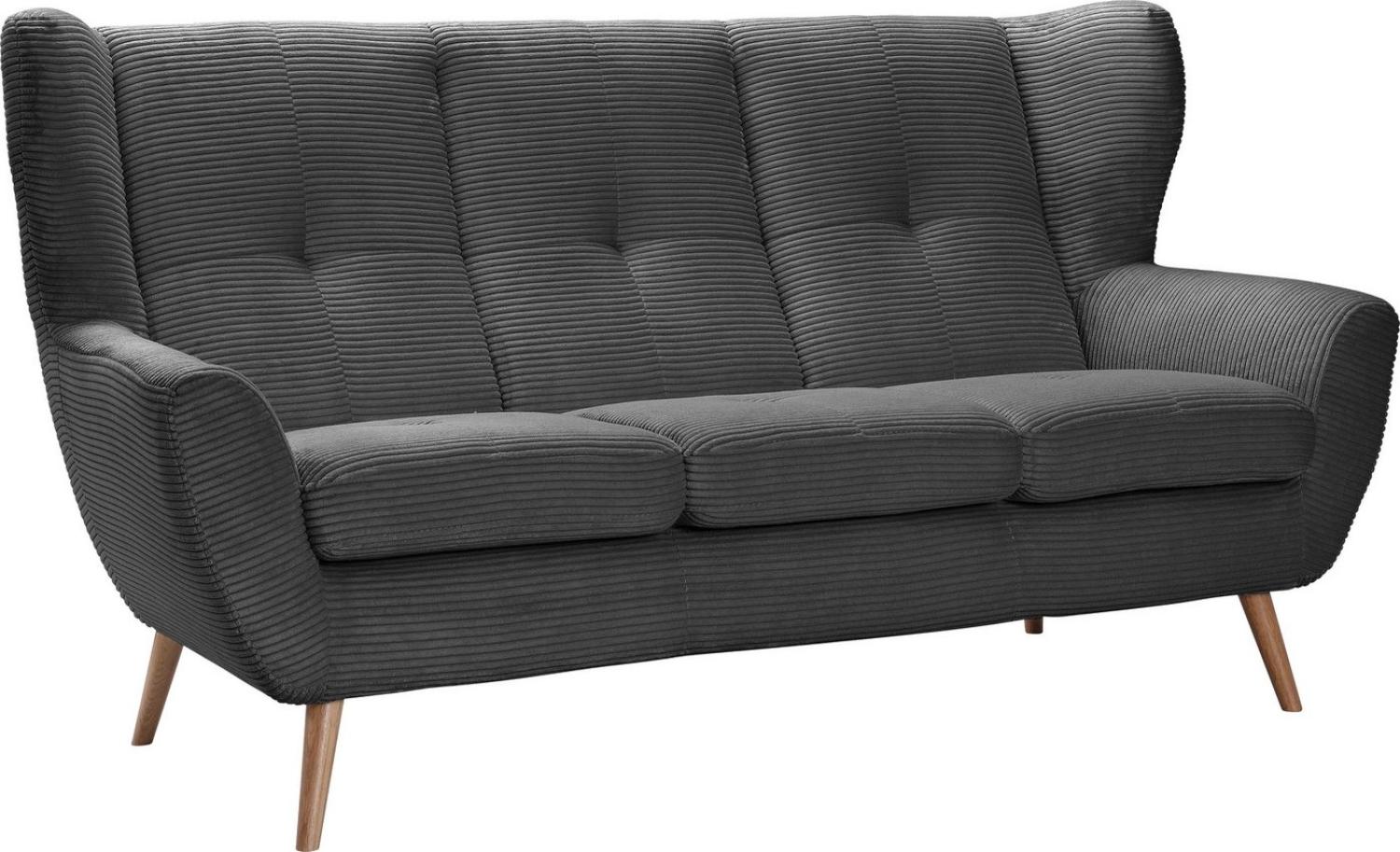 exxpo - sofa fashion 3-Sitzer ALVESTA, Loungesofa, Küchensofa, hoher Sitzkomfort, Ohrenbackensofa, gemütliche Rückenlehne, mit Knopfheftung und hohen Holzfüßen, in Cord Bild 1