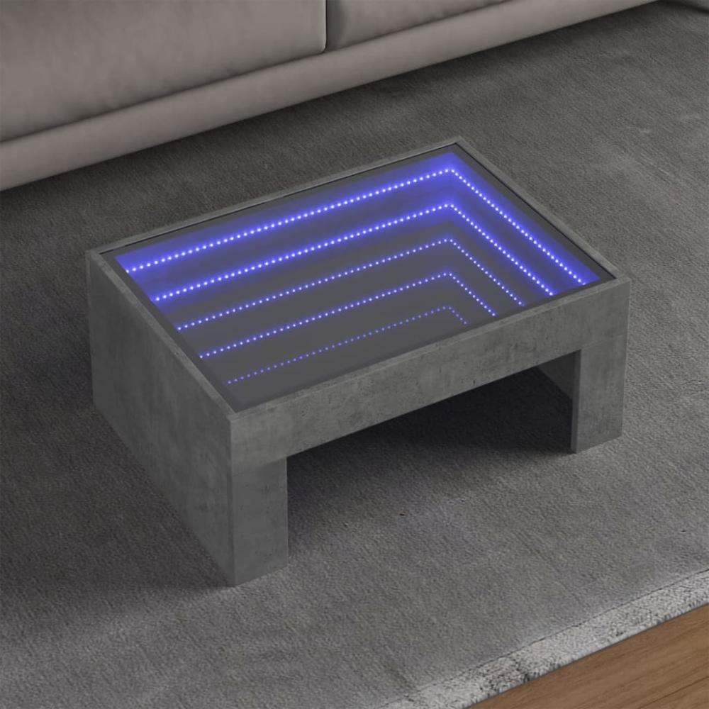 vidaXL Couchtisch mit Infinity-LED Betongrau 70x50x30 cm 847612 Bild 1