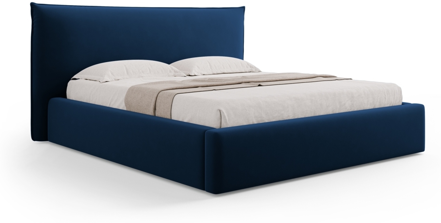 Micadoni Bett Kaelle Samtstoff Königsblau 180x200 Bild 1