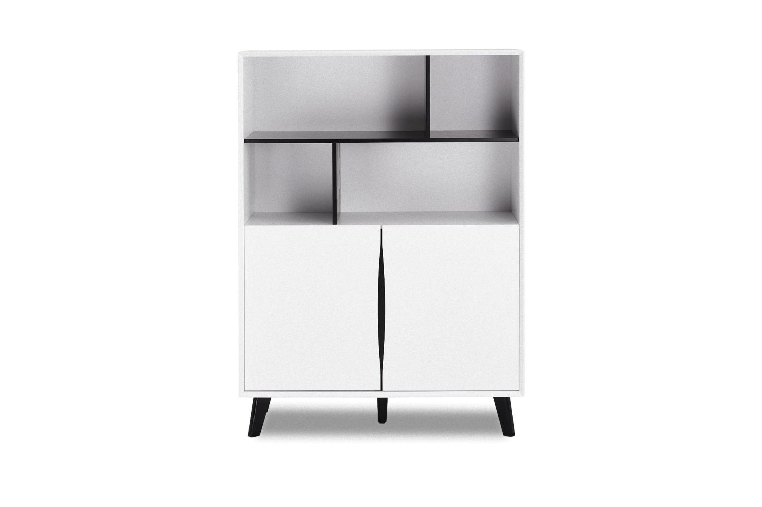 'Lynda' Highboard weiß/ schwarz, 100 x 140 x 40 cm Bild 1