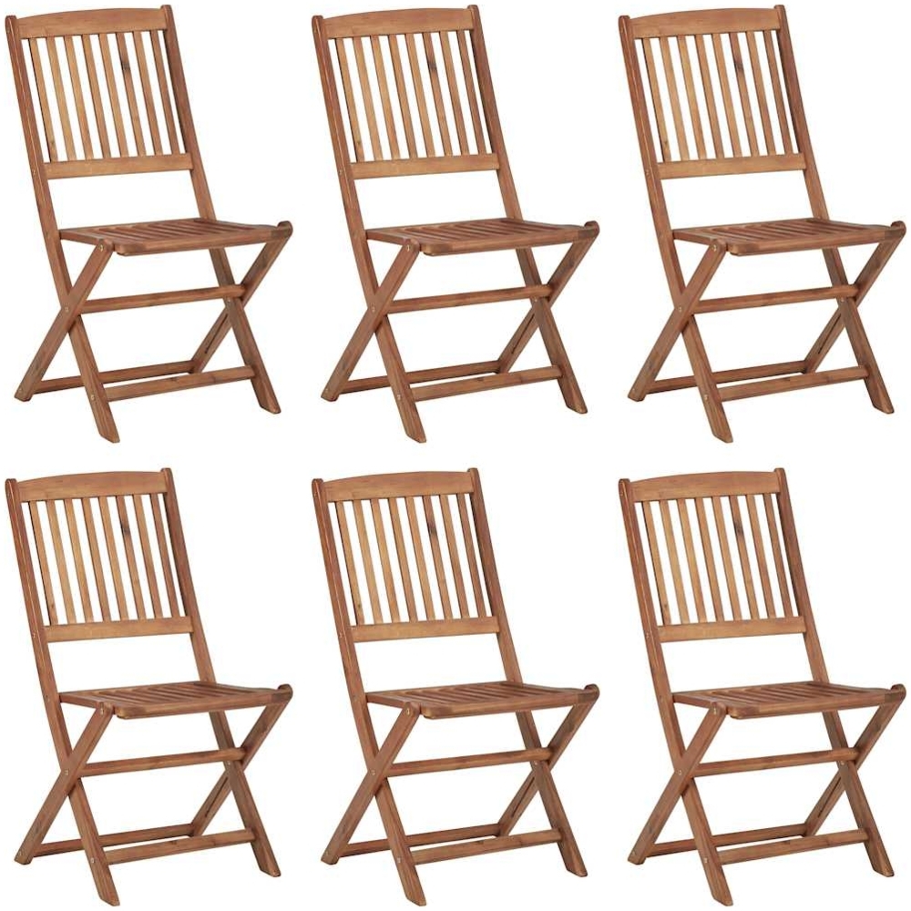vidaXL Klappbare Gartenstühle 6 Stk. mit Kissen Massivholz Akazie 3075005 Bild 1