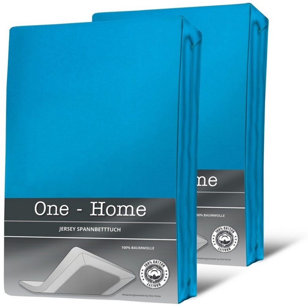 One Home Spannbettlaken Jersey, Jersey, Gummizug: rundum, (2 Stück), Double Pack mit Rundumgummizug, weich Bild 1