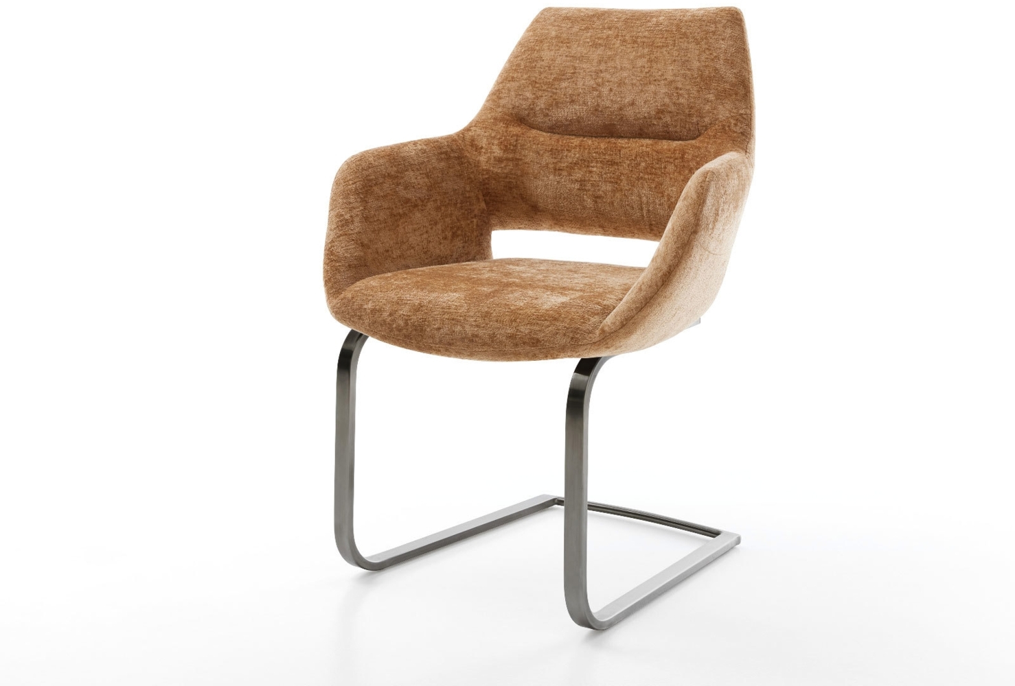 Freischwinger Yago-Flex mit Armlehnen Chenille Rost Freischwinger flach Graphit Taschenfederkern Bild 1