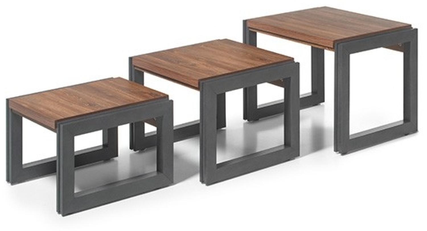 3er-Set Beistelltische Detroit Couchtische stirling oak schiefer Bild 1