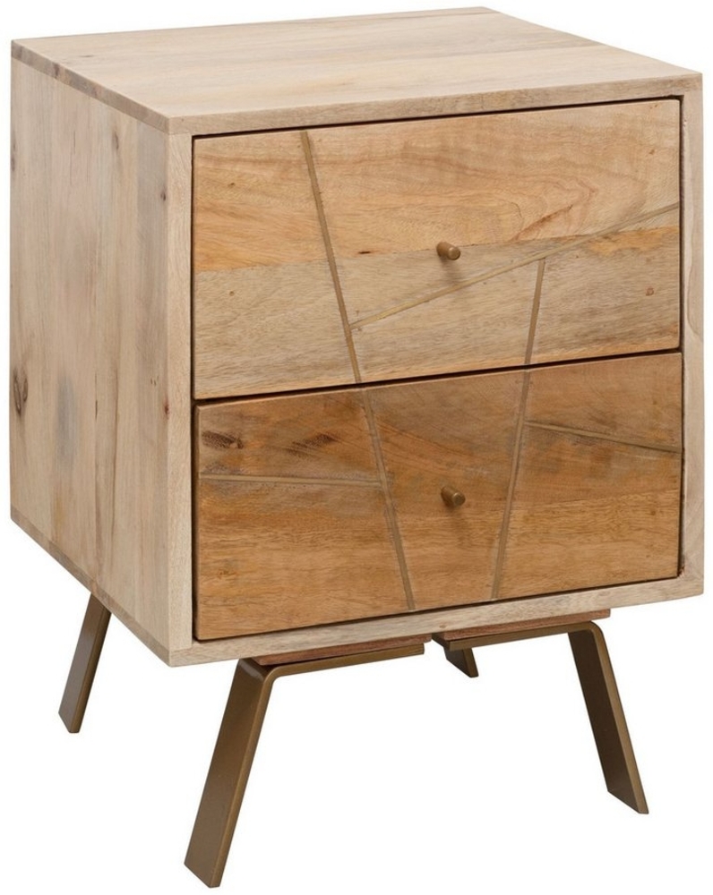 Nachtkonsole SAKIR 40 x 56 x 40 cm Mango Massivholz Nachtschrank hoch | Landhaus Nachtkommode Boxspringbett | Nachttisch mit Schubladen | Nachtkästchen Nachttischschrank Holz | Beistelltisch massiv Bild 1