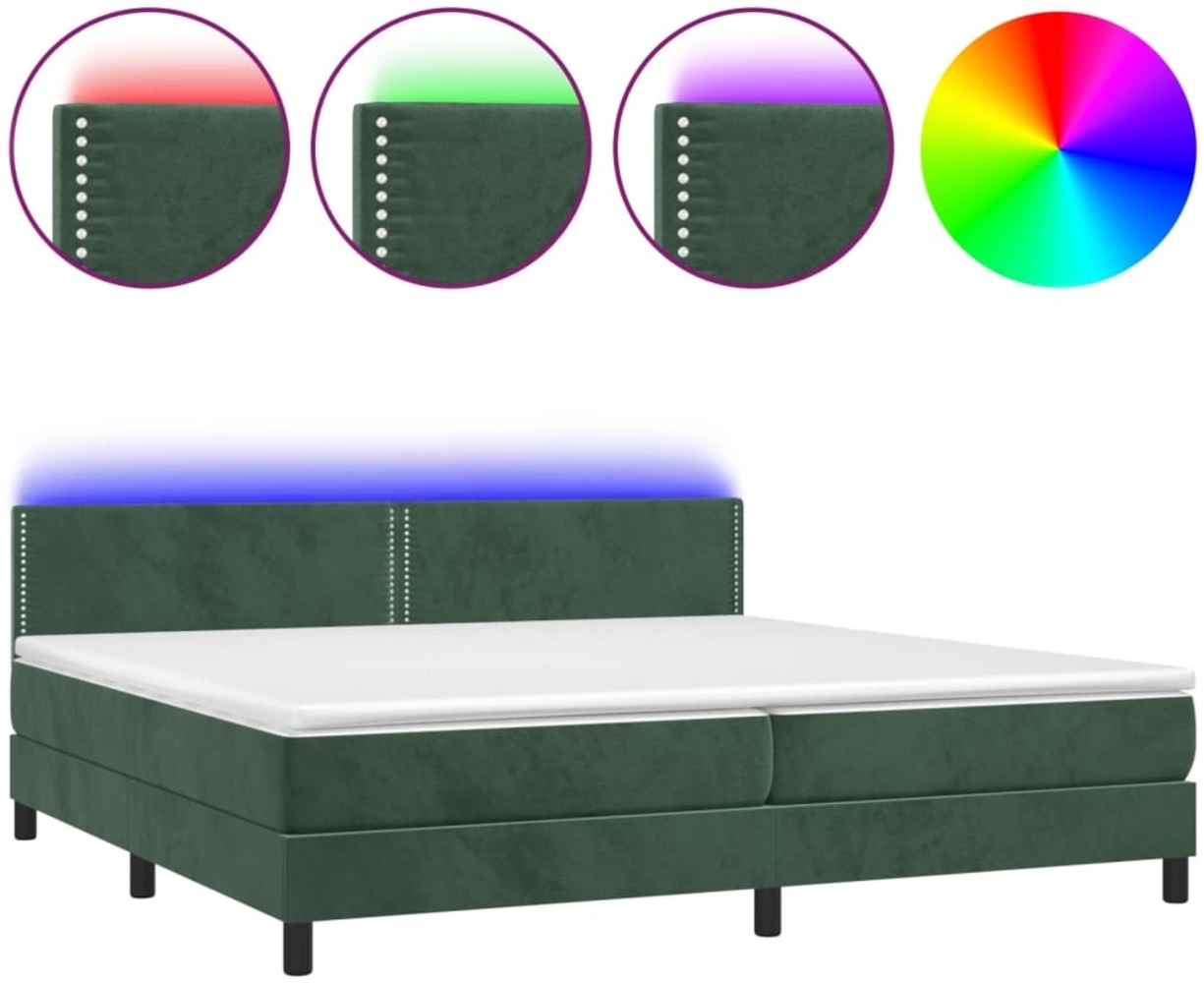 vidaXL Boxspringbett mit Matratze & LED Dunkelgrün 200x200 cm Samt 3134366 Bild 1