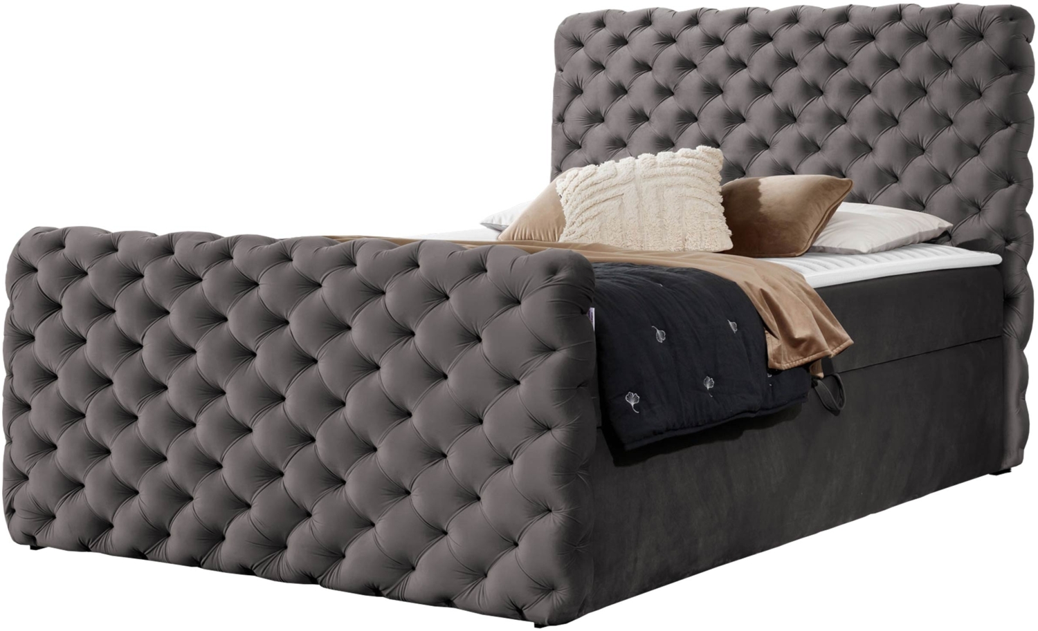 Boxspringbett Serrula Lux, Dunkelgrau, 200 x 200 cm Bild 1