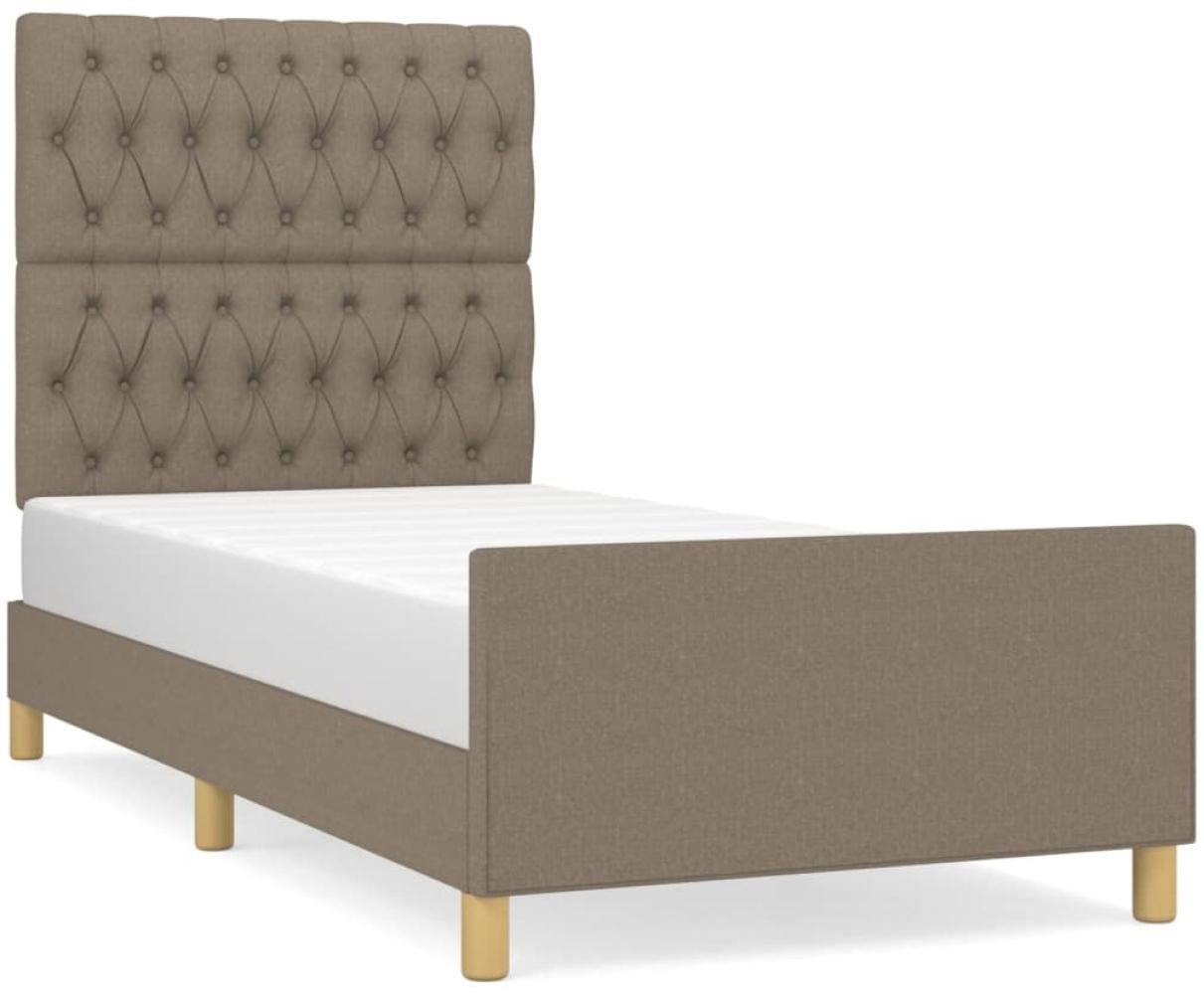 Einzelbett mit Kopfteil Stoff Taupe 90x200 cm Bild 1