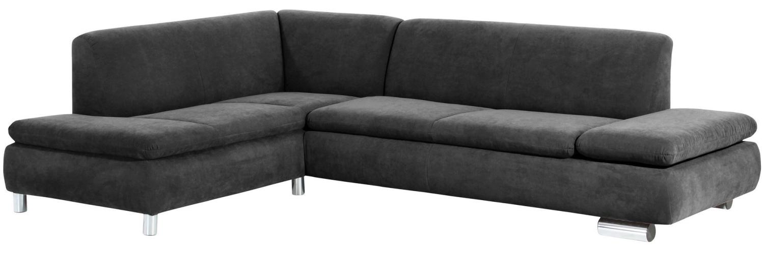 Ecksofa mit Ottomane links Kaye Bezug Veloursstoff Metallfuß verchromt / anthrazit 23108 Bild 1