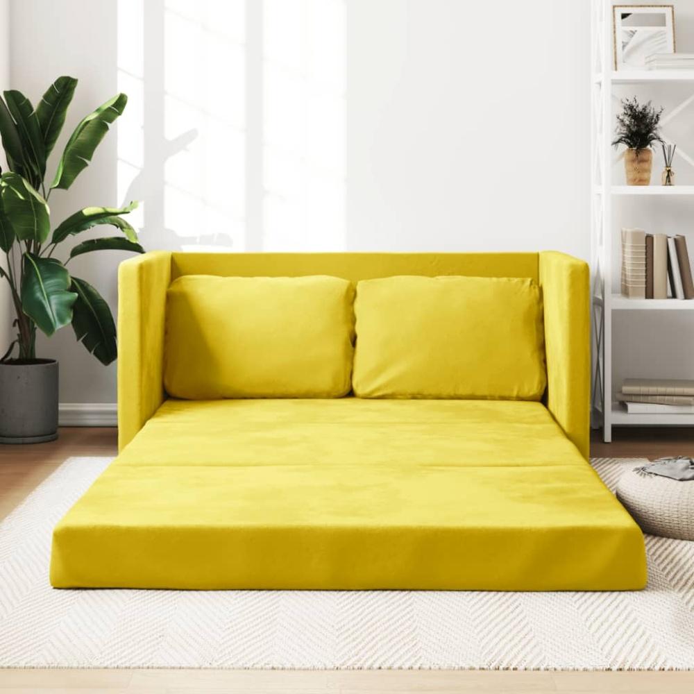 vidaXL Bodensofa mit Schlaffunktion Dunkelgelb 122x204x55 cm Samt 353963 Bild 1