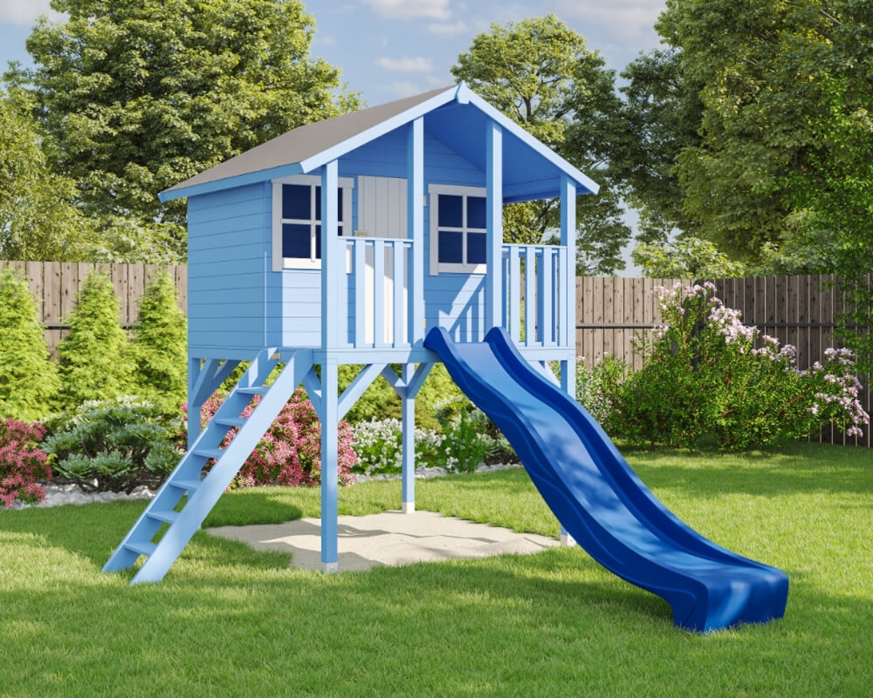 Stelzenhaus Tom / Toby mit Rutsche blau Bild 1