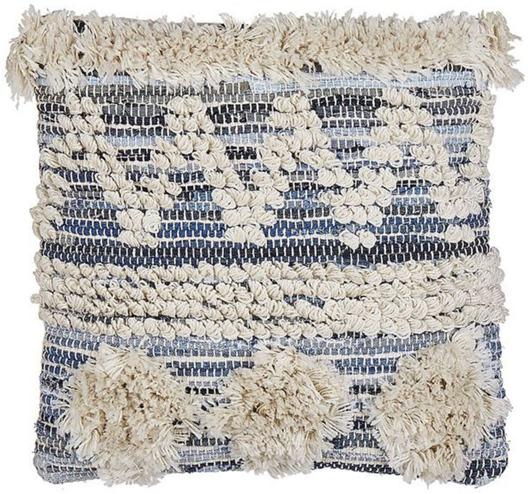 Dekokissen Geometrisches Muster EYTELIA Bouclé 45 x 45 cm Blau Bild 1