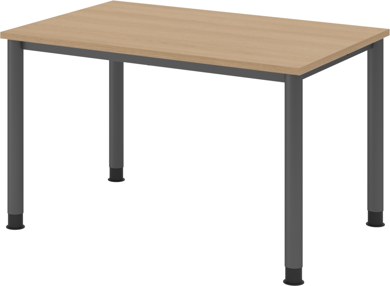 bümö höhenverstellbarer Schreibtisch H-Serie 120x80 cm in Eiche, Gestell in Graphit - PC Tisch für's Büro manuell höhenverstellbar, Computertisch verstellbar, HS-12-E-G Bild 1