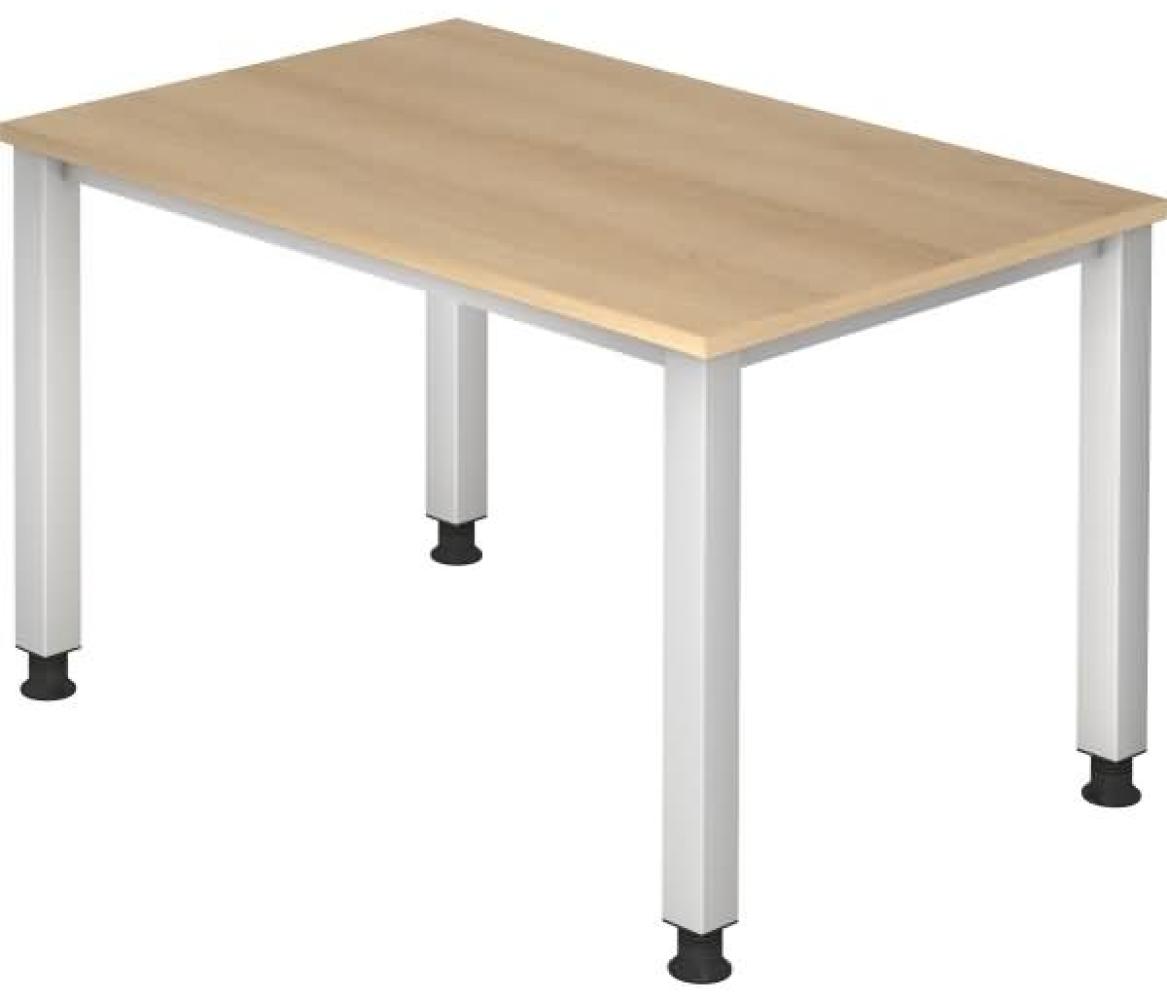 Schreibtisch QS12 4Fuß eckig 120x80cm Eiche Gestellfarbe: Silber Bild 1