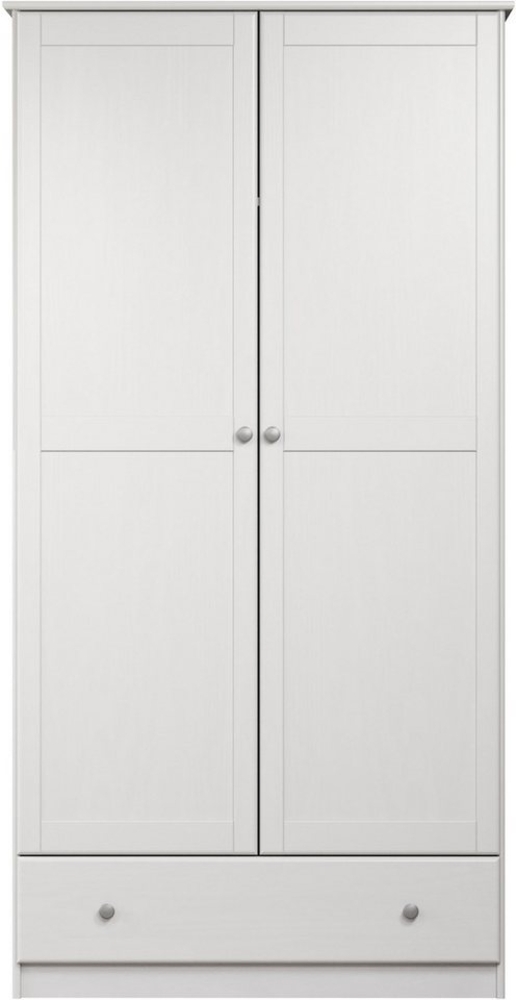 Home affaire Kleiderschrank Delsbo Garderobenschrank Wäscheschrank Schlafzimmer Massivholz (1-St, Bestseller Schrank in Landhaus Design) Drehtürenschrank aus Kiefernholz - mit Schublade und Kleiderstange Bild 1