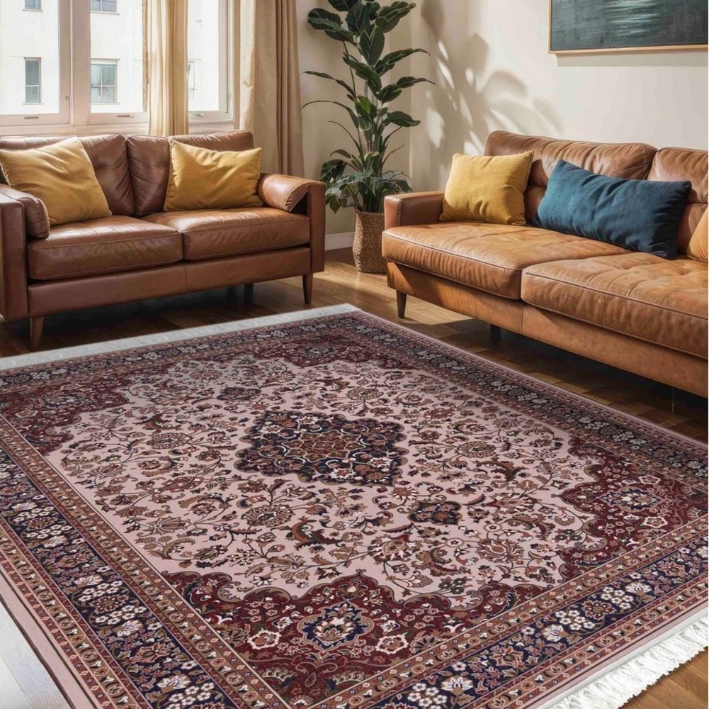 Mazovia Orientteppich Teppich Oriental Orientteppich Wohnzimmer Orient Muster Braun Beige, 80x150 cm, Fußbodenheizung, Allergiker geeignet, Rutschfest Bild 1