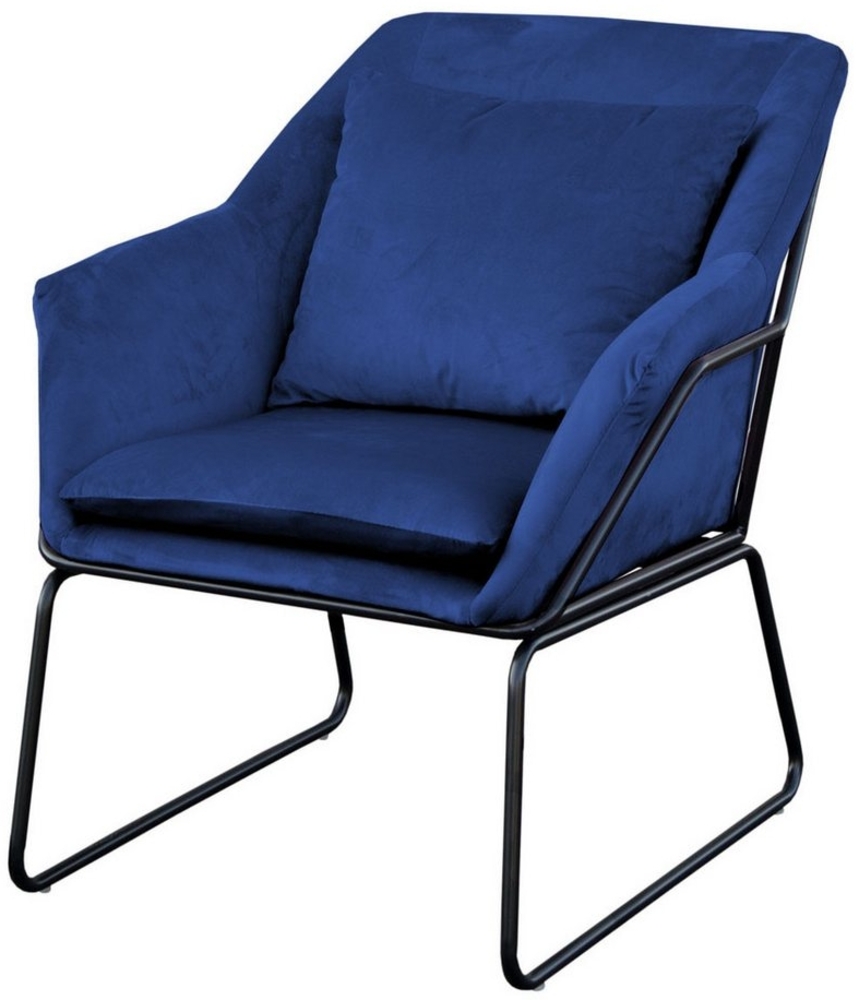 SVITA JOSIE Sessel gepolstert Beistellsessel blau Couch Einzel Relaxsessel Samt Bild 1