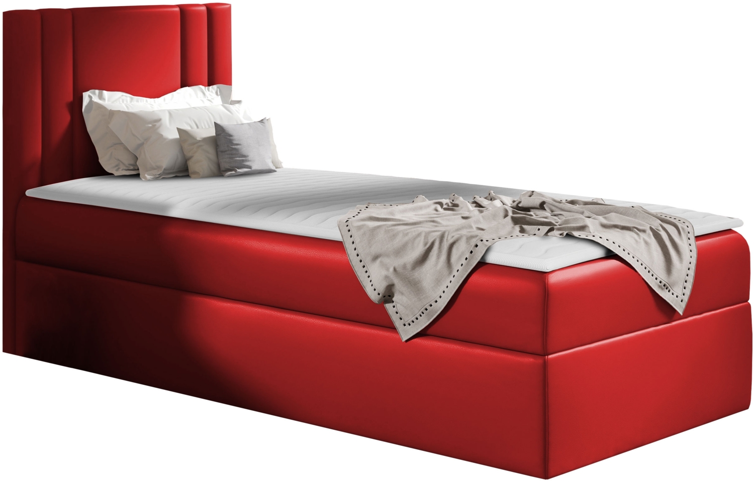 Boxspringbett 'Harlon Mini' links, rot, 80 x 200 cm Bild 1