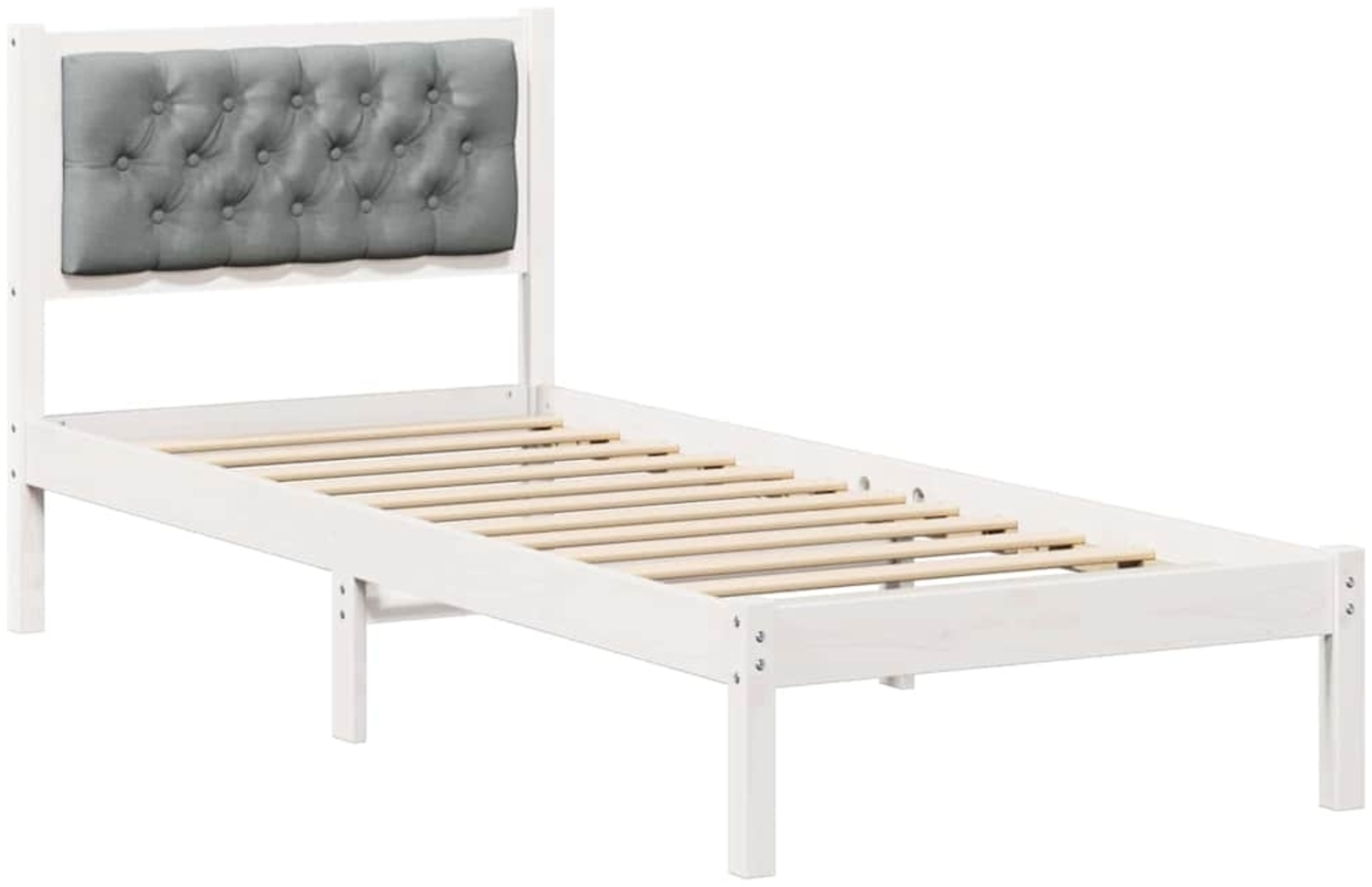 vidaXL Bettrahmen Hellgrau 90 x 190 cm Massives Kiefernholz 878228 Bild 1