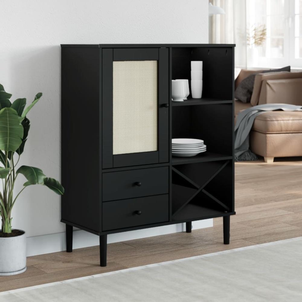 vidaXL Highboard SENJA Rattan-Optik Schwarz 90x40x112 cm Kiefernholz 358054 Bild 1