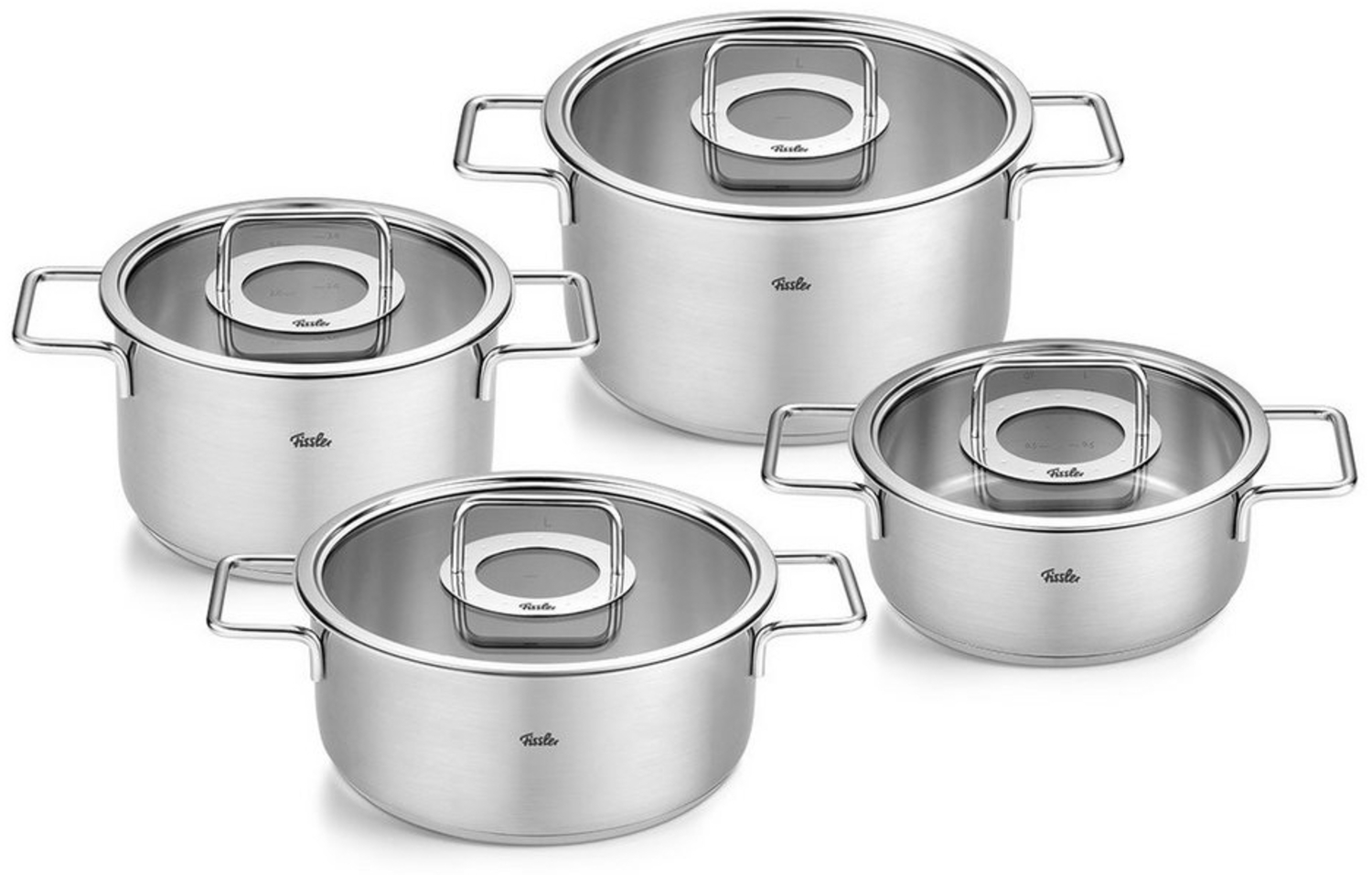 Fissler Topf-Set Fissler Pure Collection, Edelstahl 18/10 (Set, 4-tlg, Kochtopf 20/24cm, Bratentopf 20/24cm), backofengeeignet (bis 180°C),superthermic Boden, Made in Germany Bild 1