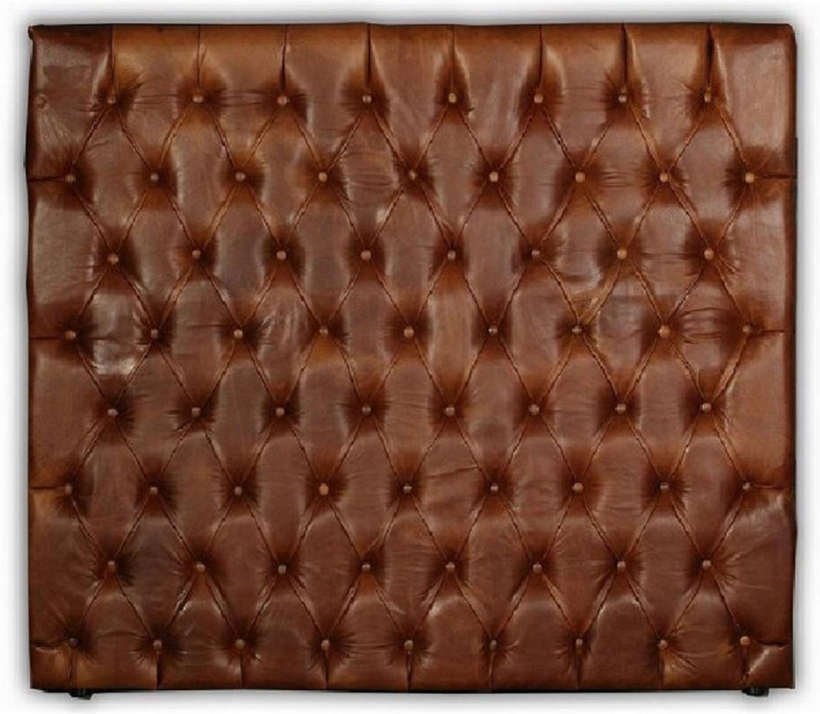 Casa Padrino Luxus Chesterfield Leder Bett-Kopfteil Braun 180 x H. 140 cm - Chesterfield Echtleder Schlafzimmer & Hotel Möbel - Luxus Kollektion Bild 1