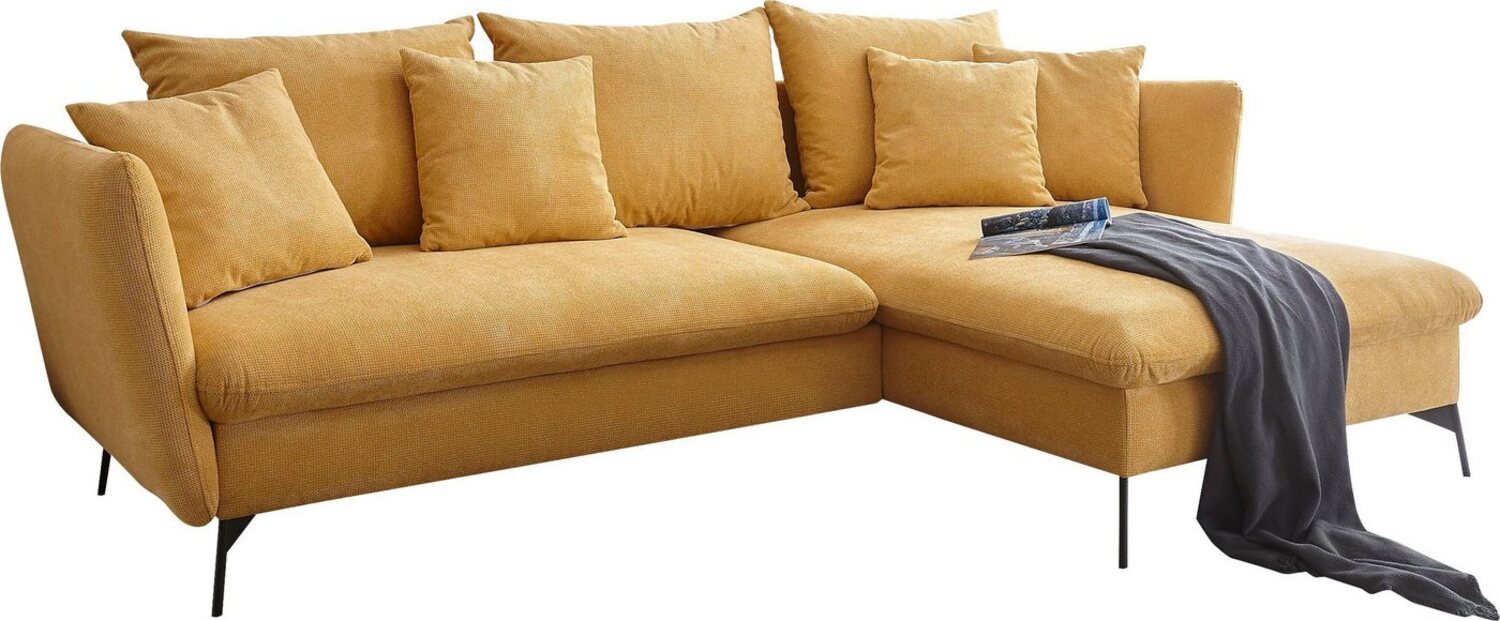 andas Ecksofa LIVORNO,258 cm, L-Form, Schlaffunktion u. Bettkasten (139/224cm), Samt, Struktur, Webstoff Bild 1