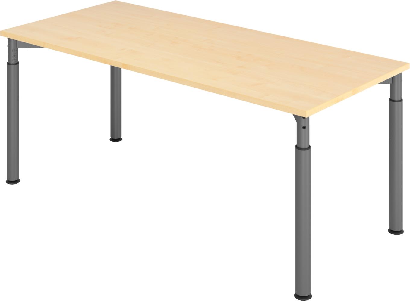 bümö höhenverstellbarer Schreibtisch 180x80 cm in Ahorn, Gestell graphit - PC Tisch höhenverstellbar & groß, höhenverstellbarer Tisch Büro, großer Computertisch verstellbar, Y-Serie, YS-19-3-G Bild 1