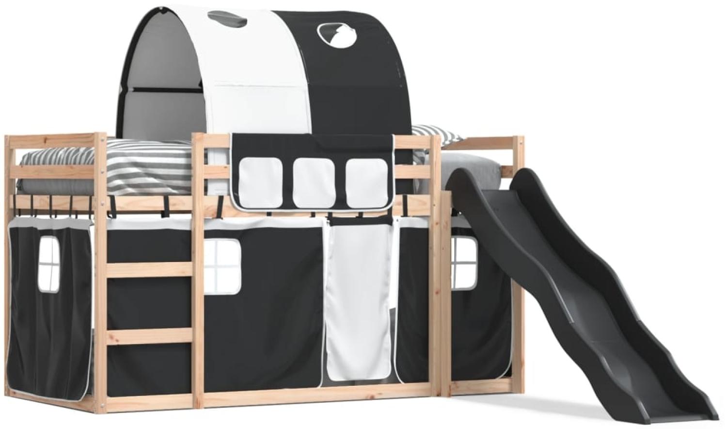 vidaXL Etagenbett mit Rutsche und Gardinen Weiß und Schwarz 80x200 cm 3284143 Bild 1