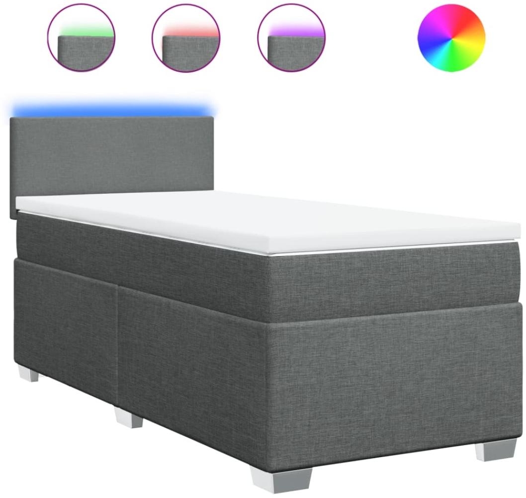 vidaXL Boxspringbett mit Matratze Dunkelgrau 90x200 cm Stoff 3288065 Bild 1